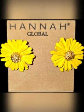 Yellow Daisy Flower Stud Earrings